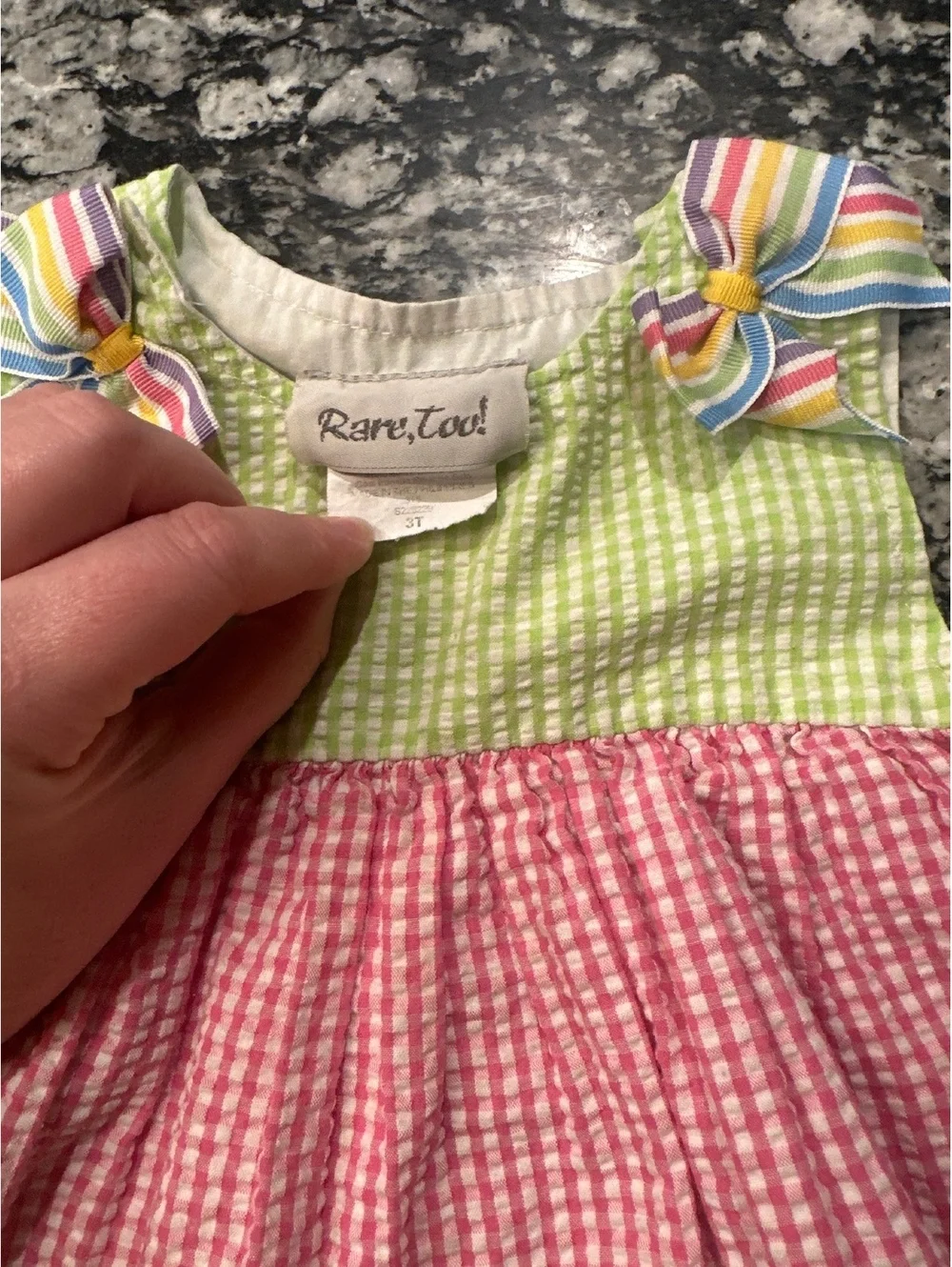 Rare, Too! Girls Colorful Gingham Dress with Fish Appliques Size 3T